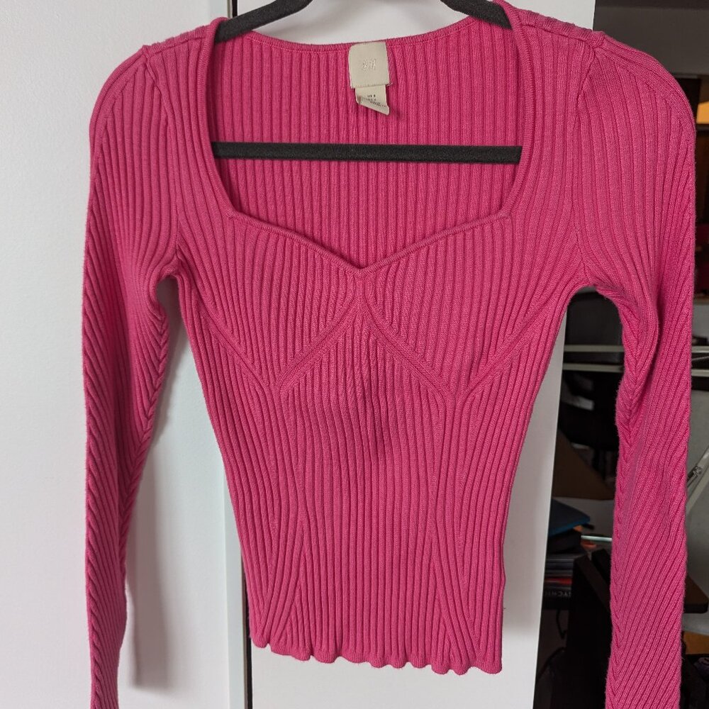 *2/$20* Hot pink H&M Sweetheart Sweater, Size S
